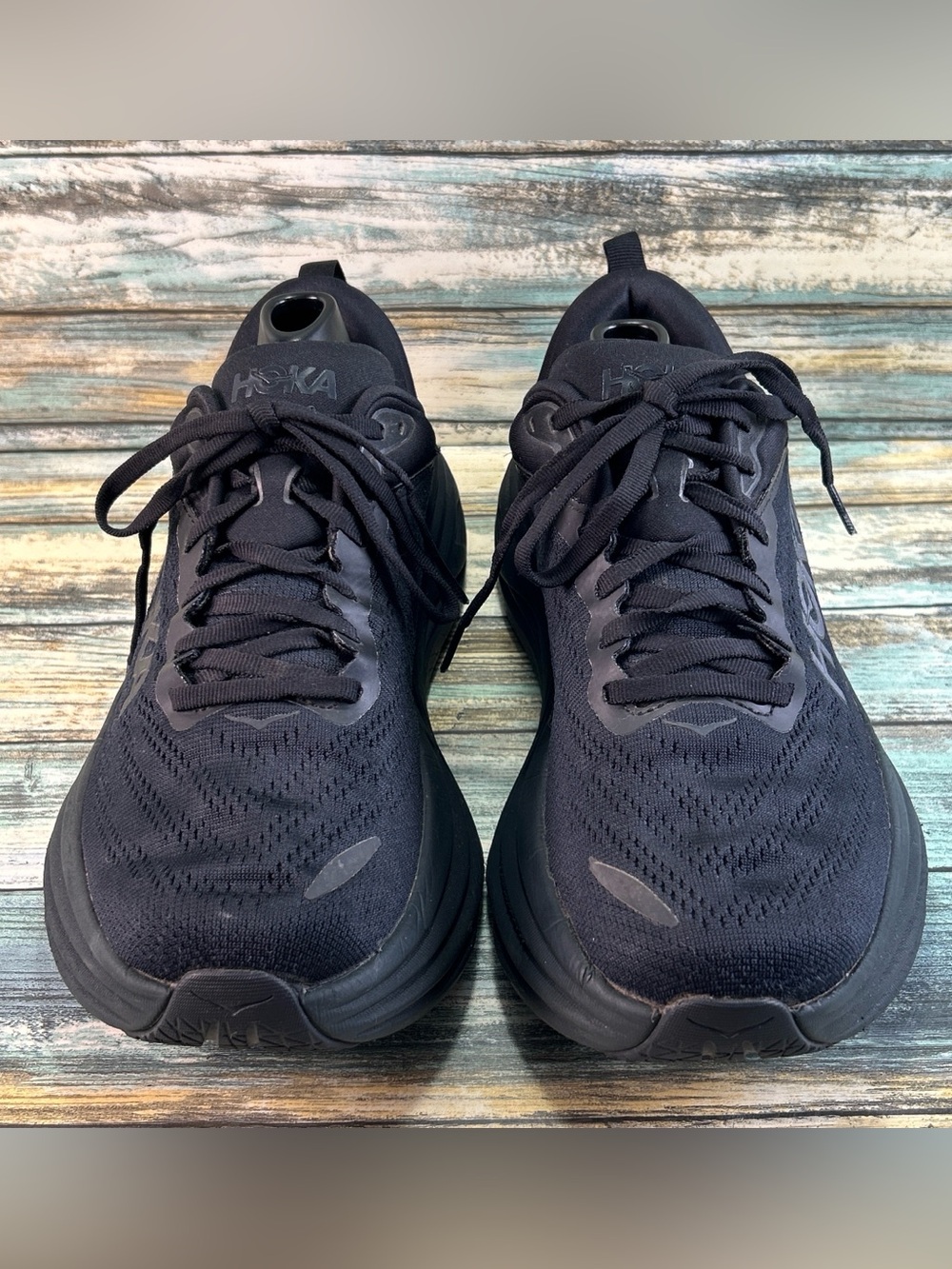 HOKA ONE ONE Bondi 8 Running Shose 8.5W Athletic Jogging Shoes Triple Black Mesh